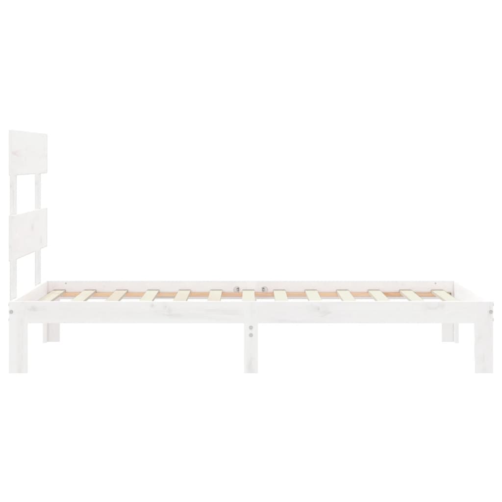 Bedframe met hoofdbord massief hout wit 90x200 cm 90 x 200 cm Wit met hoofdbord