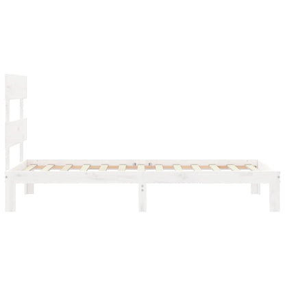 Bedframe met hoofdbord massief hout wit 90x200 cm 90 x 200 cm Wit met hoofdbord