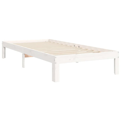 Bedframe met hoofdbord massief hout wit 90x200 cm 90 x 200 cm Wit met hoofdbord