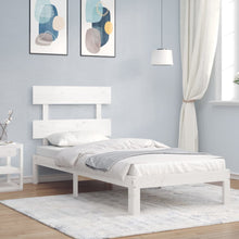 Bedframe met hoofdbord massief hout wit 90x200 cm 90 x 200 cm Wit met hoofdbord