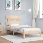 Bedframe met hoofdbord massief hout 100x200 cm 100 x 200 cm Naturel met hoofdbord