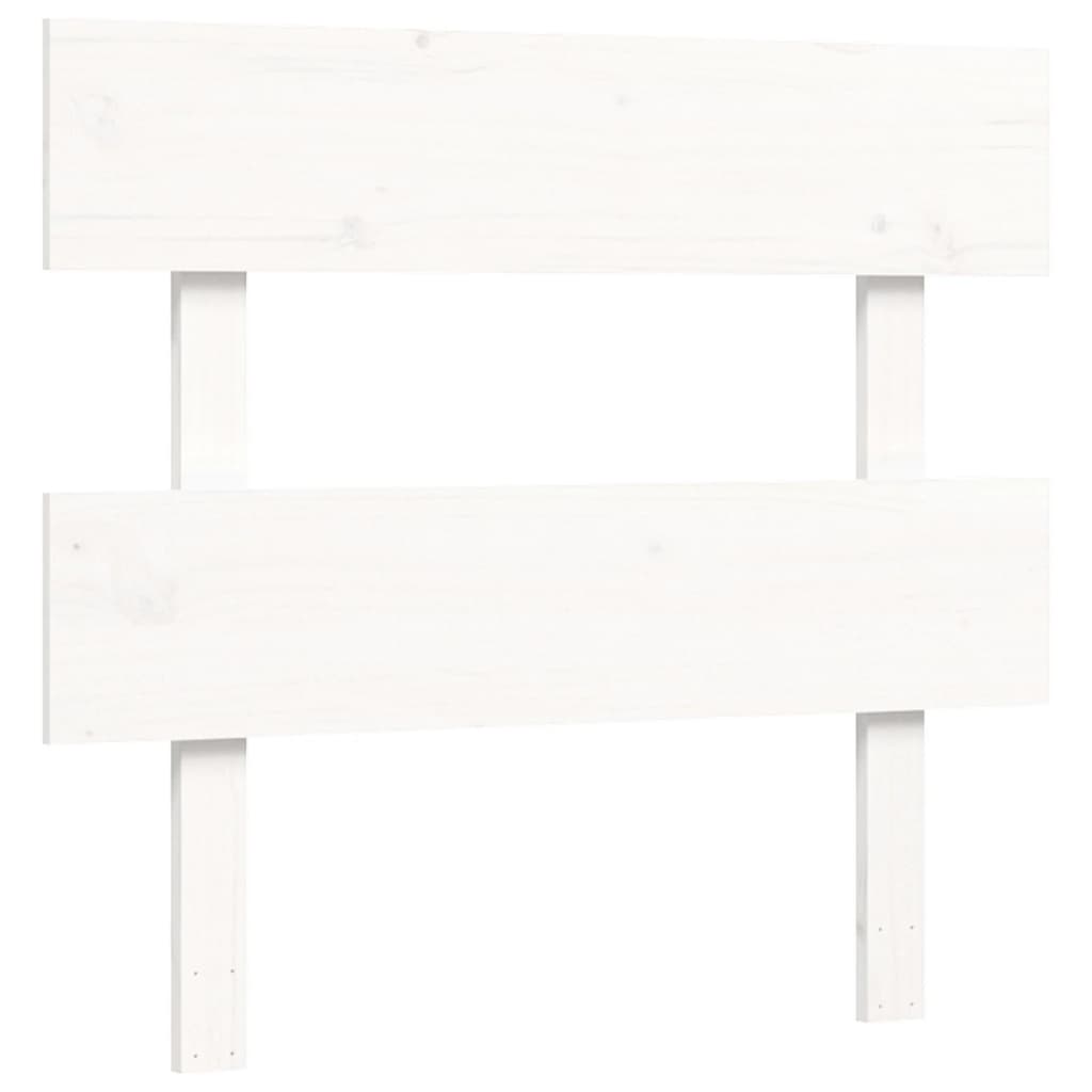 Bedframe met hoofdbord massief hout wit 100x200 cm 100 x 200 cm Wit met hoofdbord