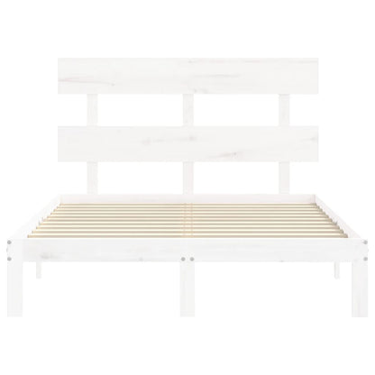 Bedframe met hoofdbord massief hout wit 120x200 cm 120 x 200 cm Wit met hoofdbord