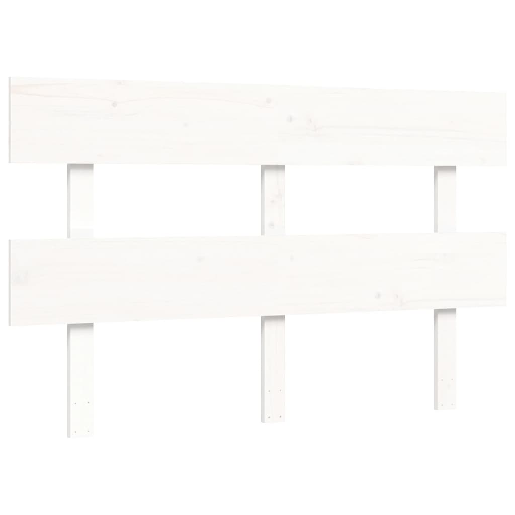 Bedframe met hoofdbord massief hout wit 120x200 cm 120 x 200 cm Wit met hoofdbord
