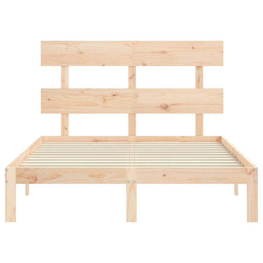 Bedframe met hoofdbord massief hout 140x200 cm 140 x 200 cm Naturel met hoofdbord