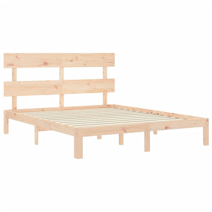 Bedframe met hoofdbord massief hout 5 FT King Size 150 x 200 cm Naturel met hoofdbord