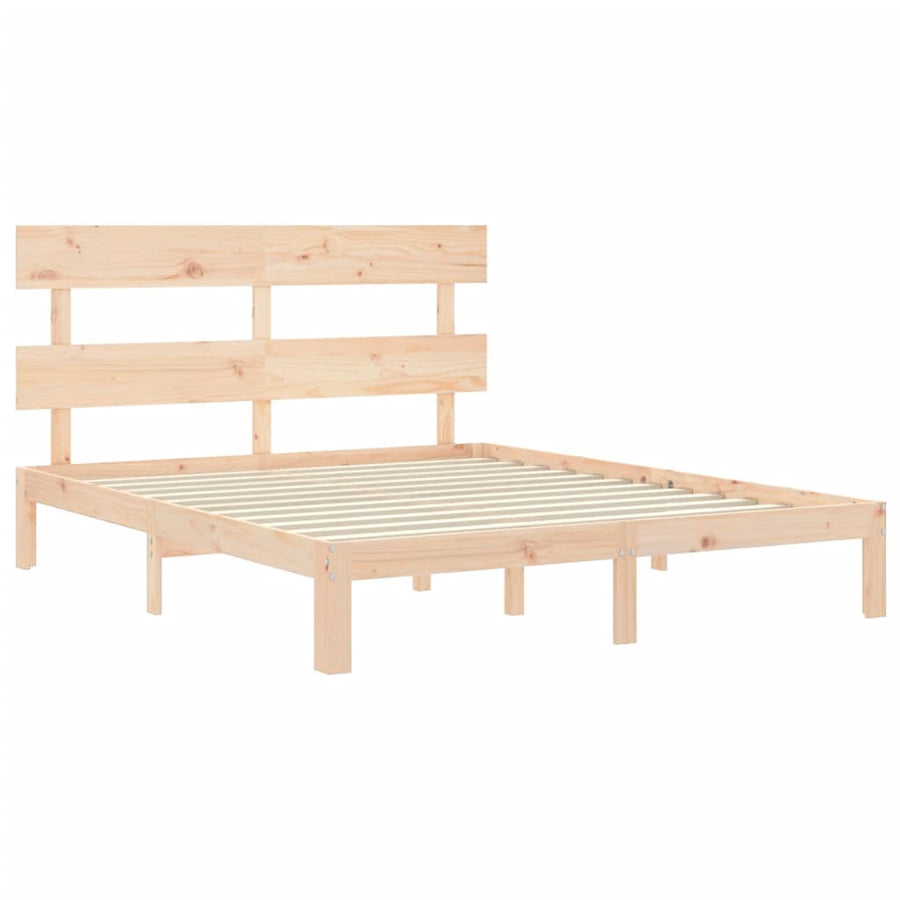 Bedframe met hoofdbord massief hout 5 FT King Size 150 x 200 cm Naturel met hoofdbord