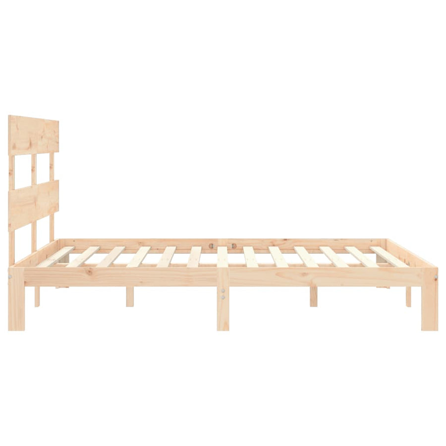Bedframe met hoofdbord massief hout 5 FT King Size 150 x 200 cm Naturel met hoofdbord