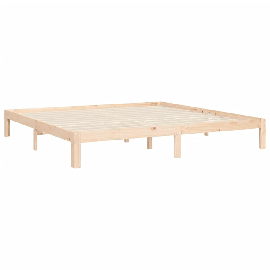 Bedframe met hoofdbord massief hout 5 FT King Size 150 x 200 cm Naturel met hoofdbord
