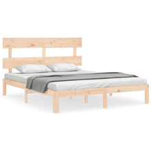 Bedframe met hoofdbord massief hout 160x200 cm 160 x 200 cm Naturel met hoofdbord