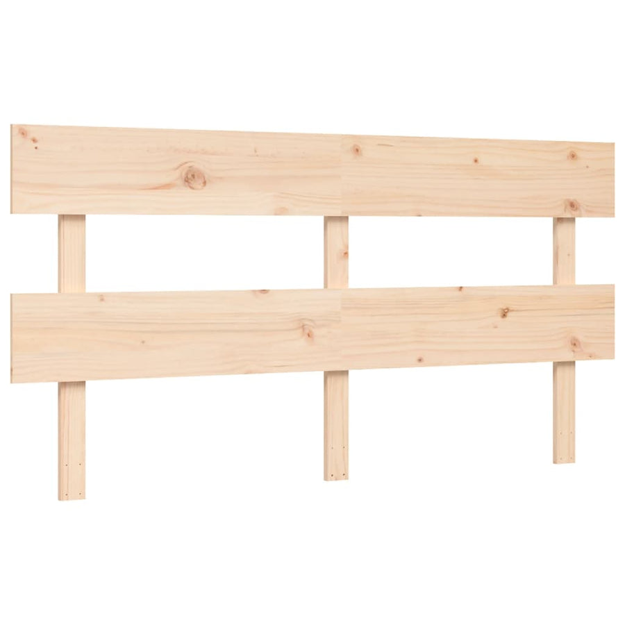 Bedframe met hoofdbord massief hout 160x200 cm 160 x 200 cm Naturel met hoofdbord