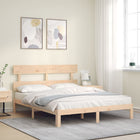 Bedframe met hoofdbord massief hout 160x200 cm 160 x 200 cm Naturel met hoofdbord