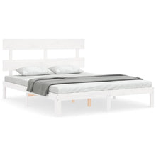 Bedframe met hoofdbord massief hout wit 160x200 cm 160 x 200 cm Wit met hoofdbord