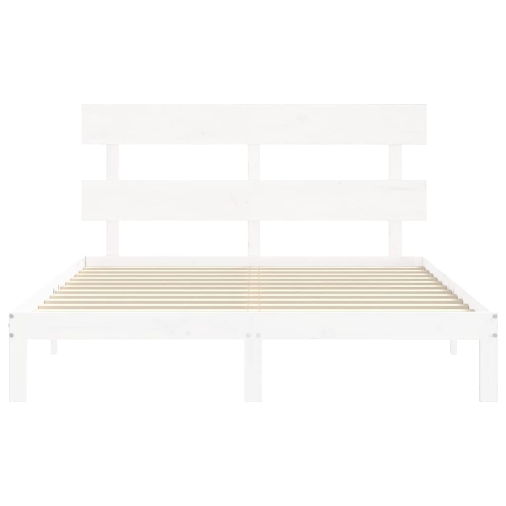 Bedframe met hoofdbord massief hout wit 160x200 cm 160 x 200 cm Wit met hoofdbord