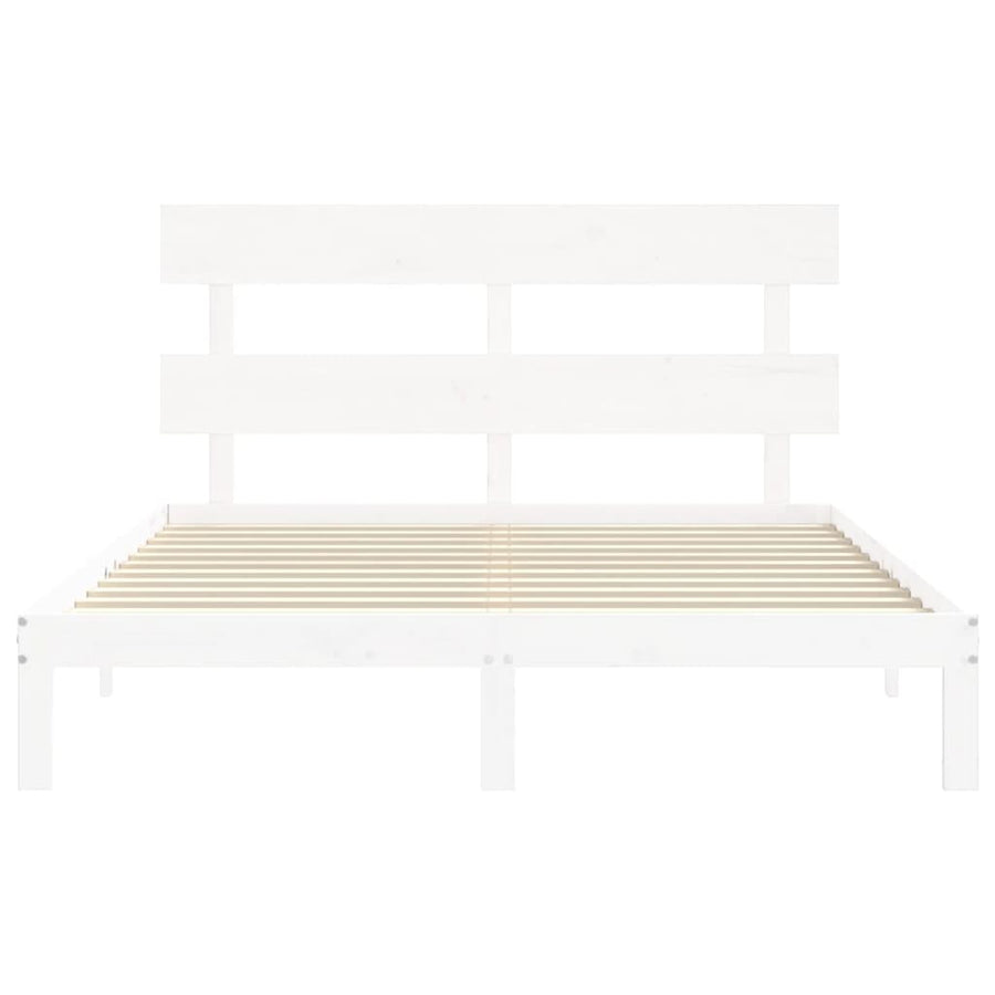 Bedframe met hoofdbord massief hout wit 160x200 cm 160 x 200 cm Wit met hoofdbord