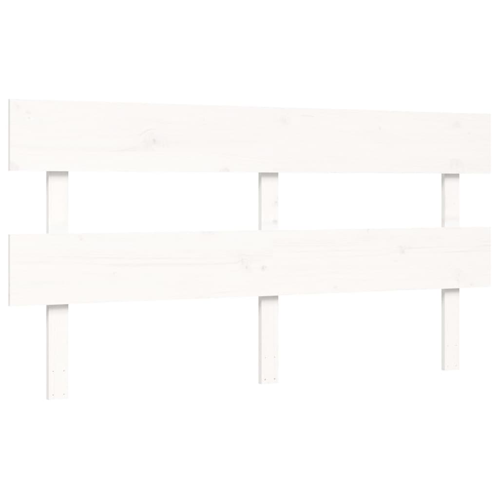 Bedframe met hoofdbord massief hout wit 160x200 cm 160 x 200 cm Wit met hoofdbord