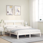 Bedframe massief grenenhout wit 160x200 cm