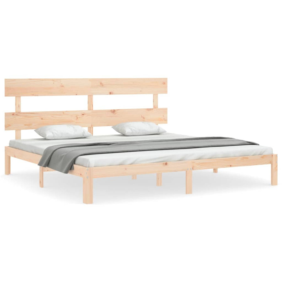 Bedframe met hoofdbord massief hout 6FT Super King 180 x 200 cm Naturel met hoofdbord