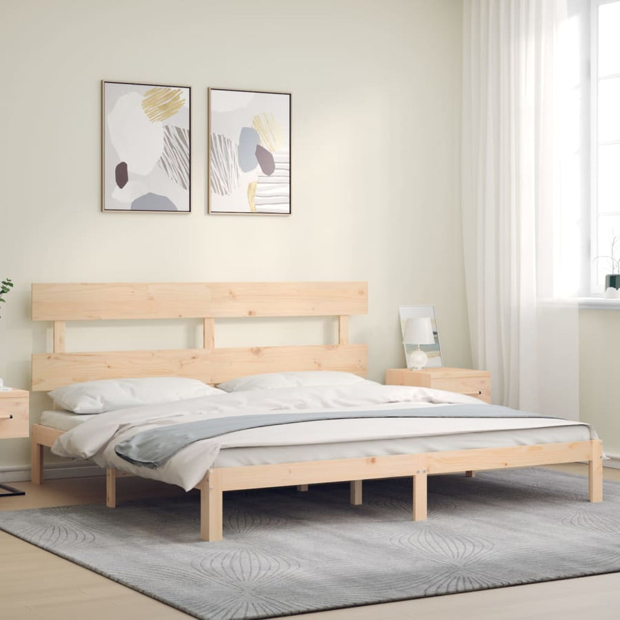 Bedframe met hoofdbord massief hout 6FT Super King 180 x 200 cm Naturel met hoofdbord