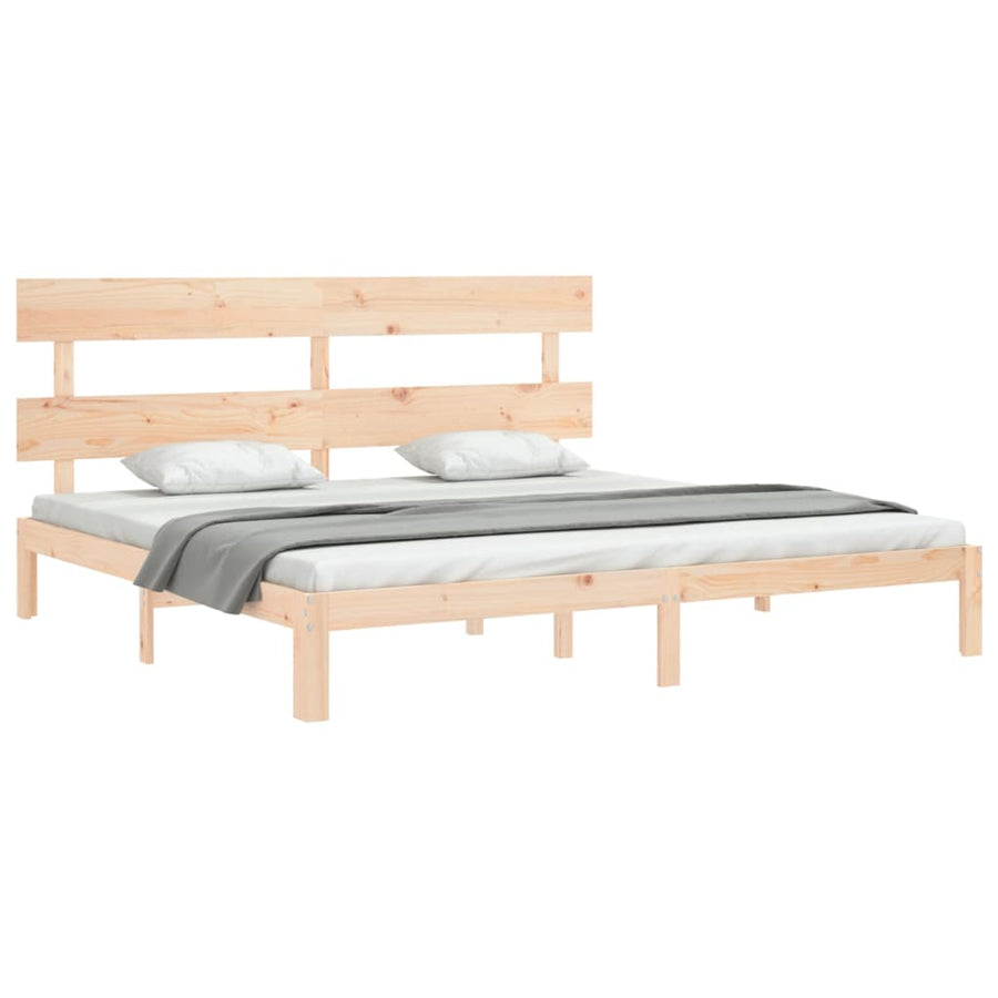 Bedframe met hoofdbord massief hout 6FT Super King 180 x 200 cm Naturel met hoofdbord