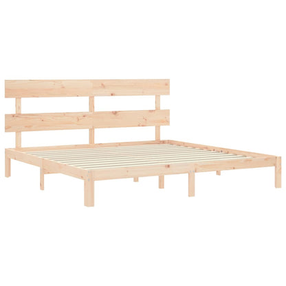 Bedframe met hoofdbord massief hout 200x200 cm 200 x 200 cm Naturel met hoofdbord