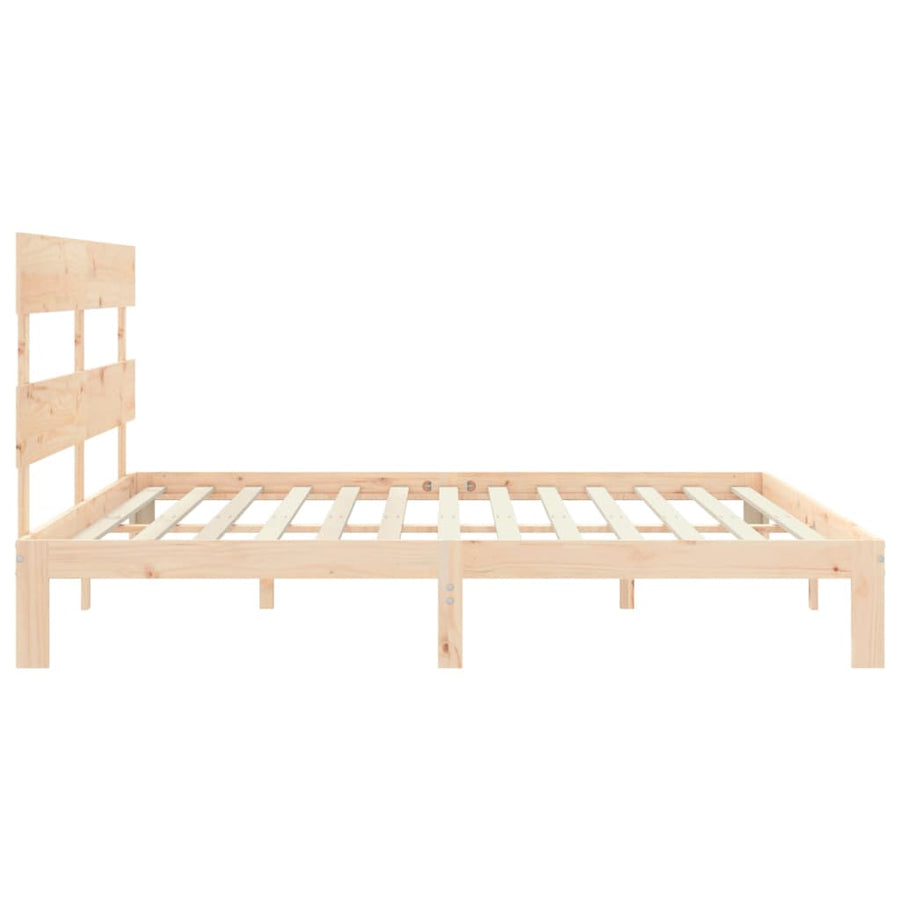 Bedframe met hoofdbord massief hout 200x200 cm 200 x 200 cm Naturel met hoofdbord