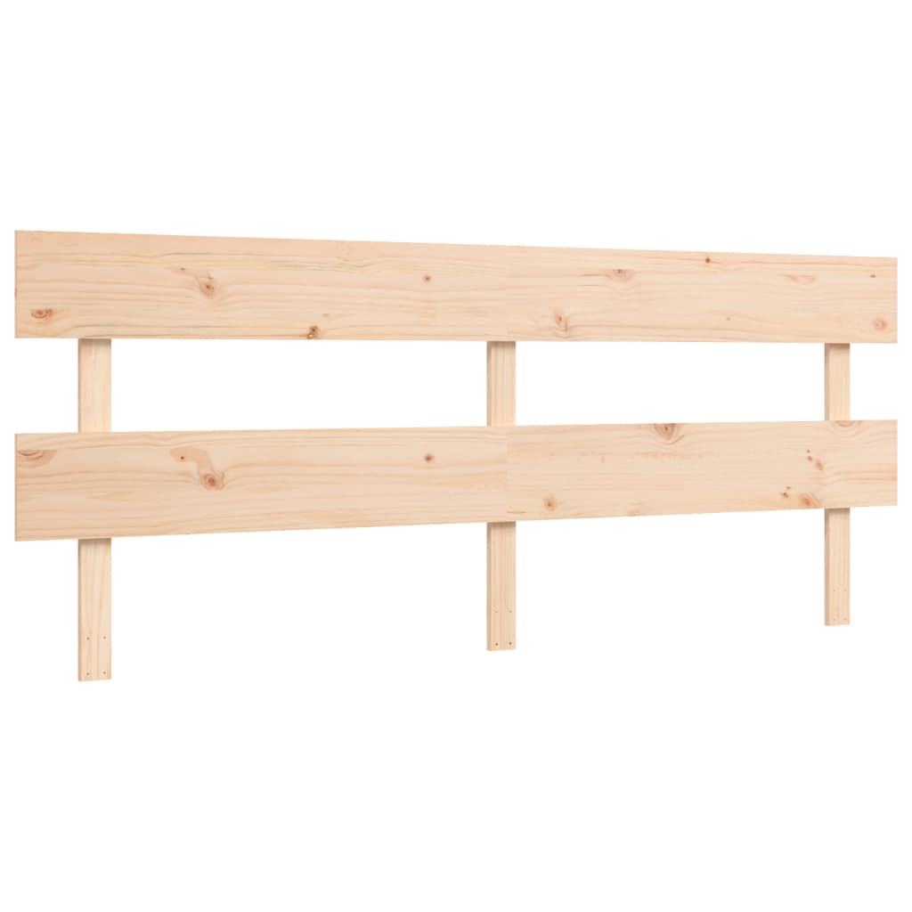 Bedframe met hoofdbord massief hout 200x200 cm 200 x 200 cm Naturel met hoofdbord