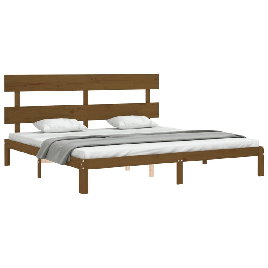 Bedframe met hoofdbord massief hout honingbruin 200x200 cm 200 x 200 cm Honingbruin met hoofdbord