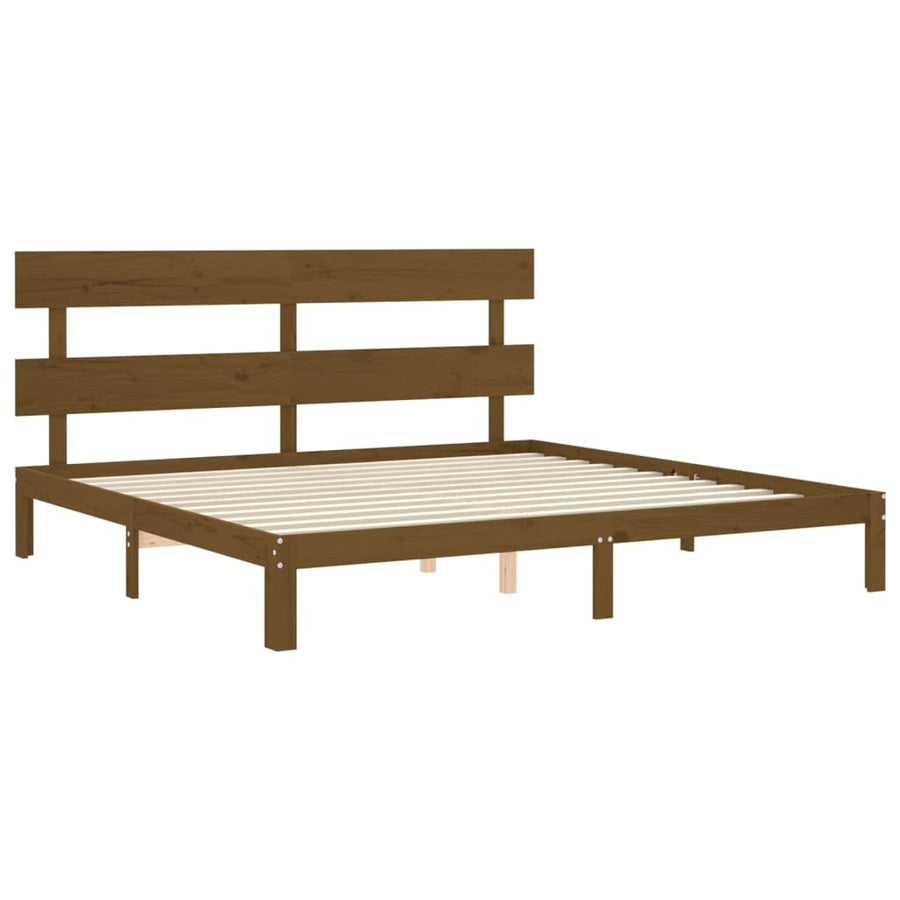 Bedframe met hoofdbord massief hout honingbruin 200x200 cm 200 x 200 cm Honingbruin met hoofdbord