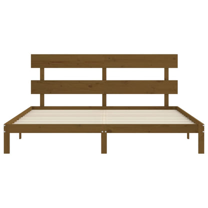 Bedframe met hoofdbord massief hout honingbruin 200x200 cm 200 x 200 cm Honingbruin met hoofdbord