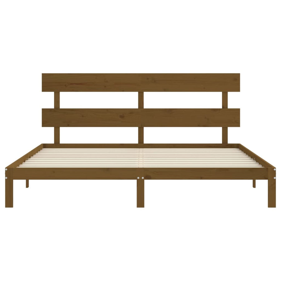 Bedframe met hoofdbord massief hout honingbruin 200x200 cm 200 x 200 cm Honingbruin met hoofdbord