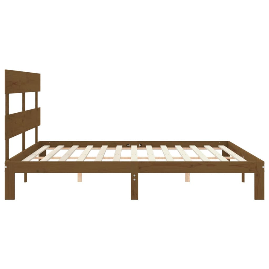Bedframe met hoofdbord massief hout honingbruin 200x200 cm 200 x 200 cm Honingbruin met hoofdbord