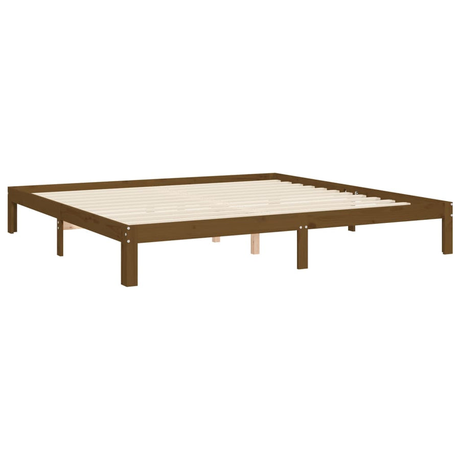 Bedframe met hoofdbord massief hout honingbruin 200x200 cm 200 x 200 cm Honingbruin met hoofdbord
