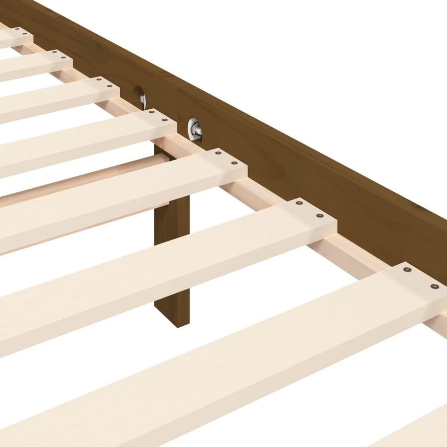 Bedframe met hoofdbord massief hout honingbruin 200x200 cm 200 x 200 cm Honingbruin met hoofdbord