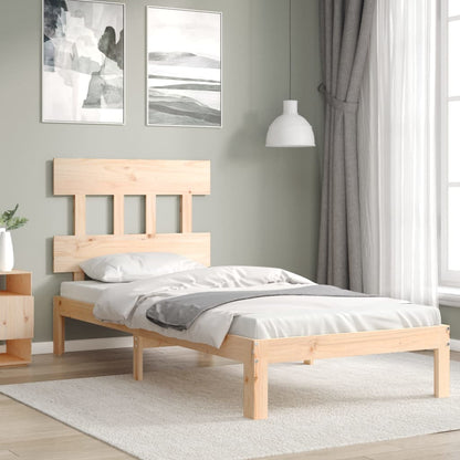 Bedframe met hoofdbord massief hout 3FT Single 90 x 190 cm Naturel met hoofdbord