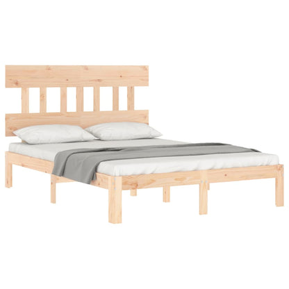 Bedframe met hoofdbord massief hout 4FT Small Double 120 x 190 cm Naturel met hoofdbord