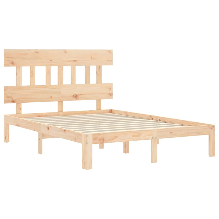 Bedframe met hoofdbord massief hout 4FT Small Double 120 x 190 cm Naturel met hoofdbord