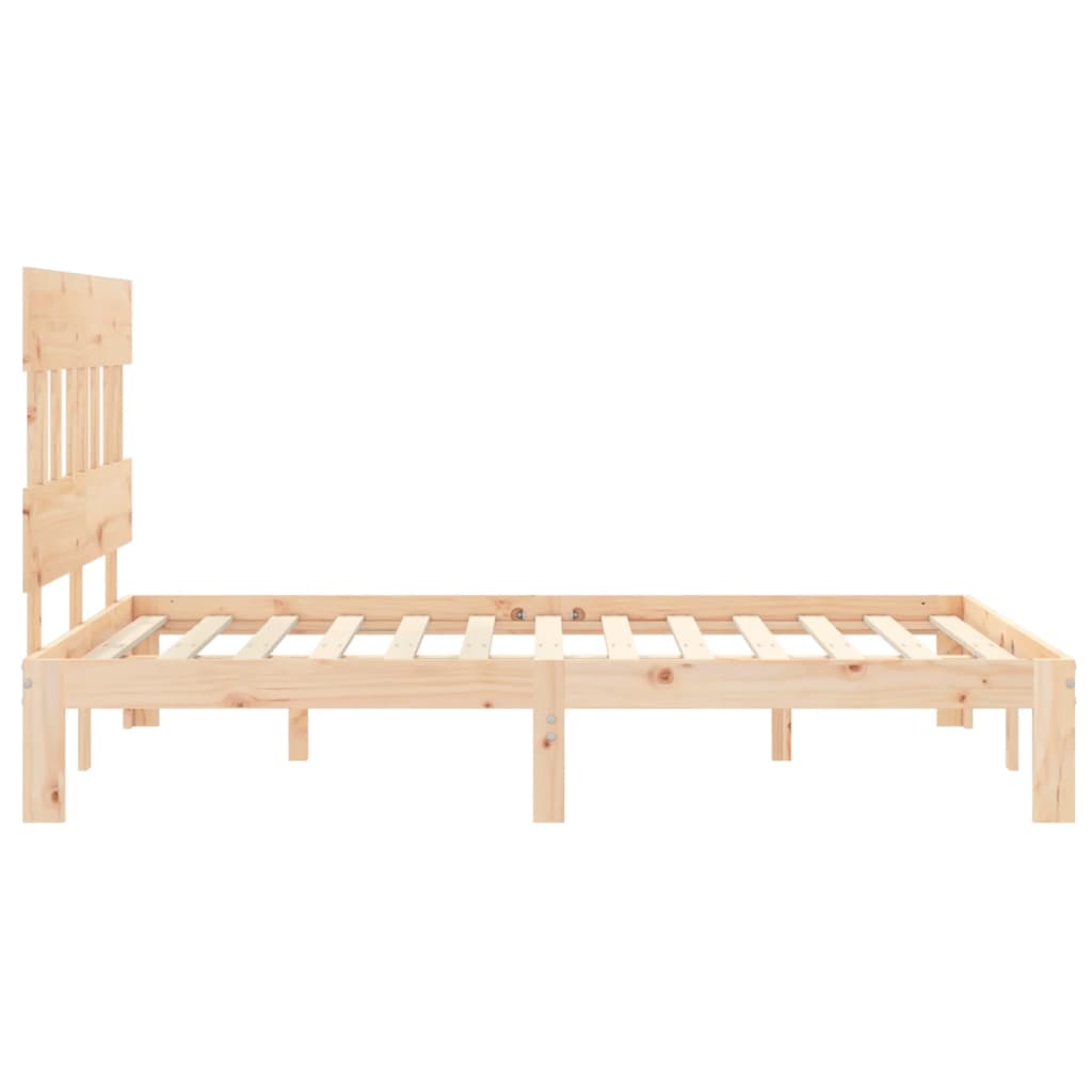 Bedframe met hoofdbord massief hout 4FT Small Double 120 x 190 cm Naturel met hoofdbord