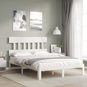 Bedframe massief grenenhout wit 120x190 cm