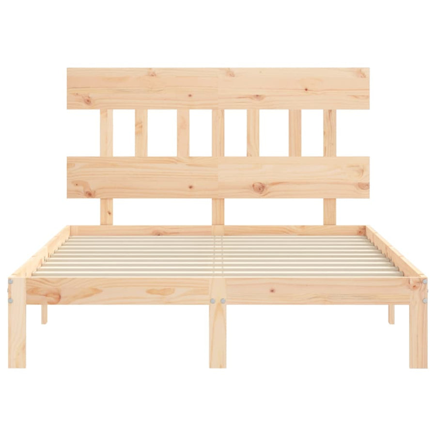 Bedframe met hoofdbord massief hout 140x190 cm 140 x 190 cm Naturel met hoofdbord