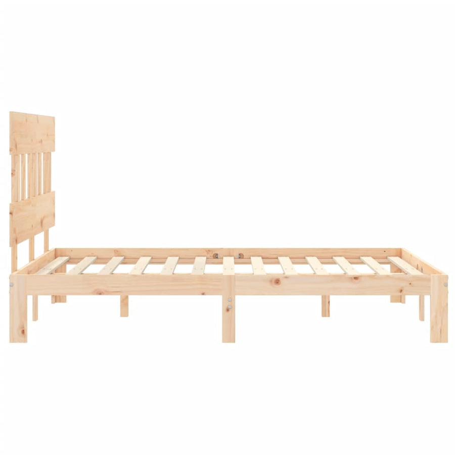 Bedframe met hoofdbord massief hout 140x190 cm 140 x 190 cm Naturel met hoofdbord