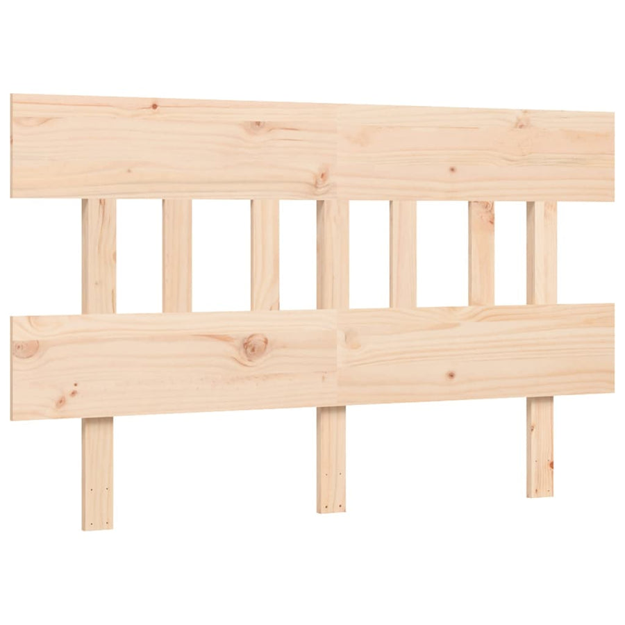 Bedframe met hoofdbord massief hout 140x190 cm 140 x 190 cm Naturel met hoofdbord