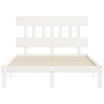 Bedframe met hoofdbord massief hout wit 140x190 cm 140 x 190 cm Wit met hoofdbord