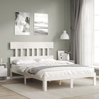 Bed frame without mattress solid pine wood white 140x190 cm