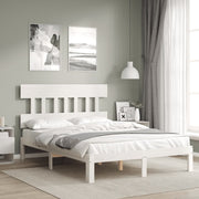 Bedframe massief grenenhout wit 140x190 cm
