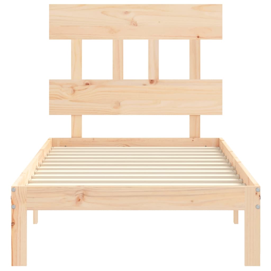 Bedframe met hoofdbord massief hout 90x200 cm 90 x 200 cm Naturel met hoofdbord