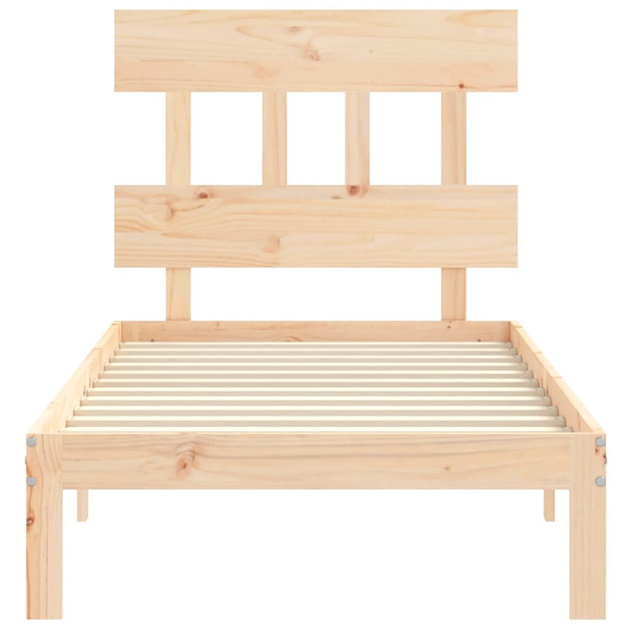 Bedframe met hoofdbord massief hout 90x200 cm 90 x 200 cm Naturel met hoofdbord