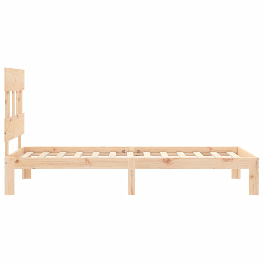 Bedframe met hoofdbord massief hout 90x200 cm 90 x 200 cm Naturel met hoofdbord