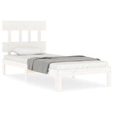 Bedframe met hoofdbord massief hout wit 100x200 cm 100 x 200 cm Wit met hoofdbord