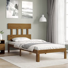 Bedframe met hoofdbord massief hout honingbruin 100x200 cm 100 x 200 cm Honingbruin met hoofdbord